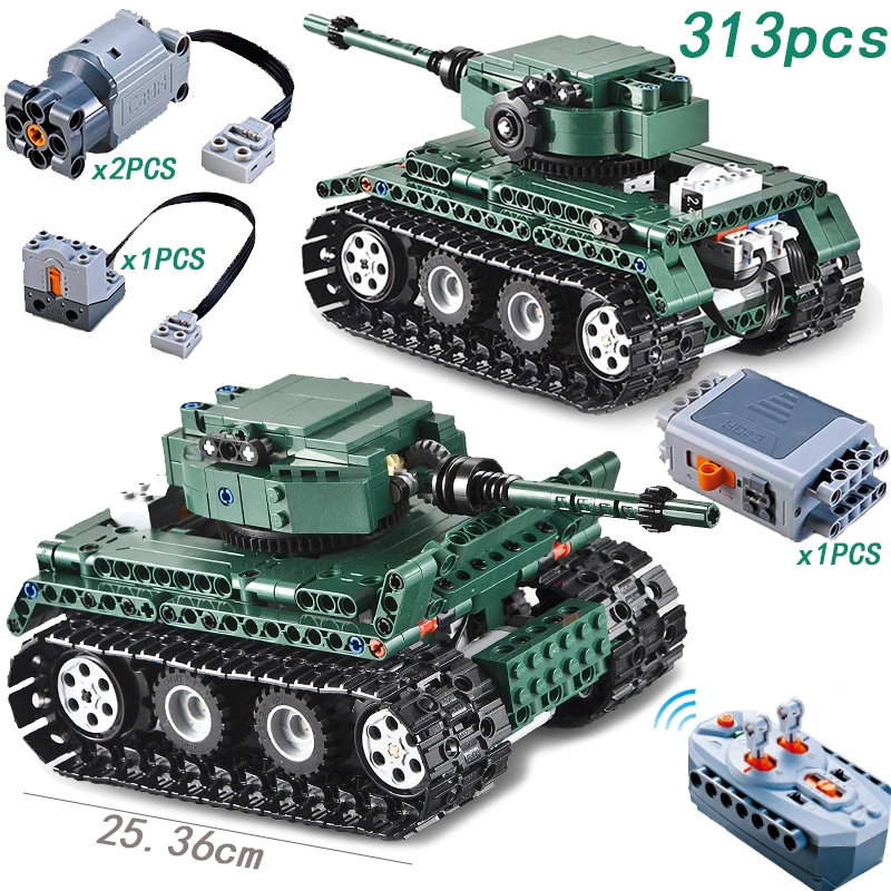 313 шт. Technic RC Tiger Tank Motor power function MOC строительные блоки кирпичи военные войны DIY техник Игрушки для мальчиков