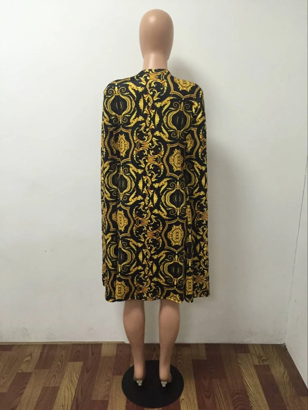 blaser femenino 2016 Autumn Women Long Sleeve Geomertical Printed Cloak Cape Blazer Fashion Gold Club Party Long Outwear Blazer