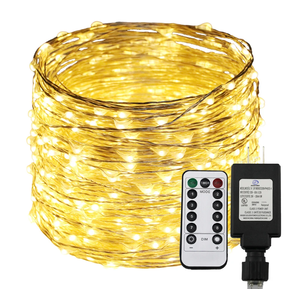 8 Modes 30m 50m Fairy String Lights, Decorative Holiday Starry Lights+Power Adapter+Remote