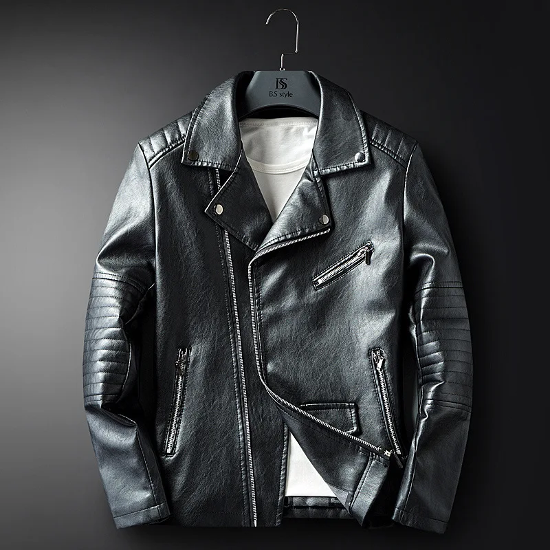 Весна и осень человек с длинным рукавом из искусственной кожи Куртки M, L, XL 2XL 3XL модные повседневные мужские куртки мотоциклиста