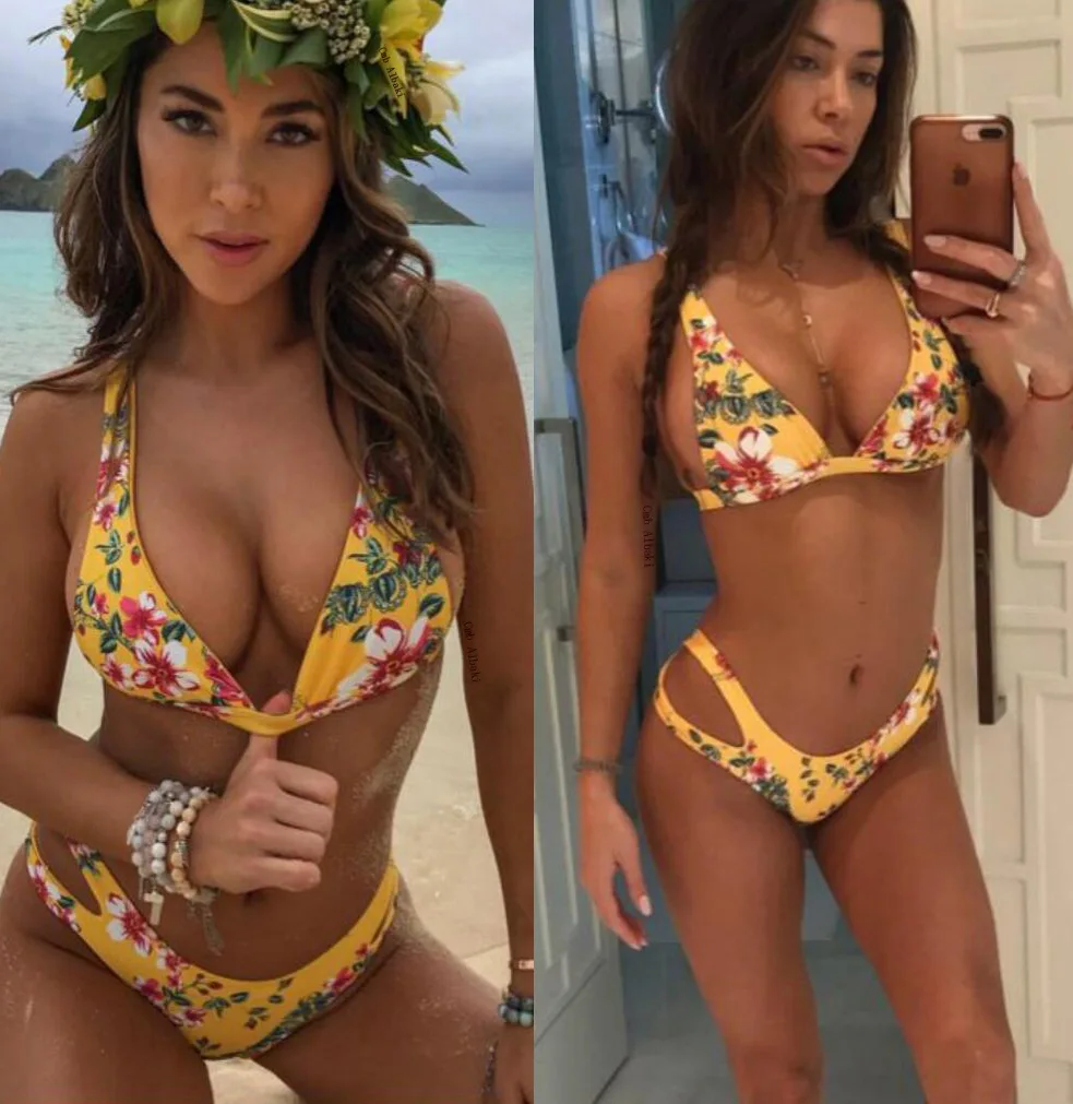 

2019 Summer Floral Print Bikini swimwear Women Bandage Push Up Bikini set Swimsuit female Biquini Beach Wear Bathing Suit
