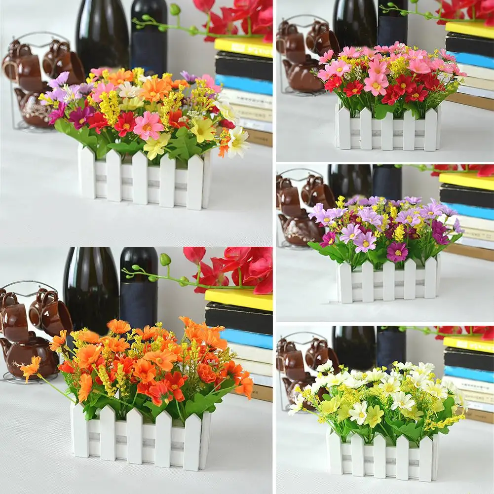 1 Bouquet Artificial Flowers Wooden Fence Garden DIY Stage Party Stage