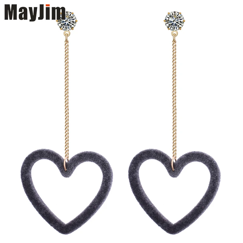 

MayJim 2018 fashion temperament Velvet love pearl zircon long earrings crystal women Jewelry Stud Earrings Gifts