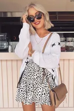 2019 Vintage Leopard Print Skirt Women Midi Skirts High Waist Ruffle Skirt Casual Red Skirt knot side ruffle skirt