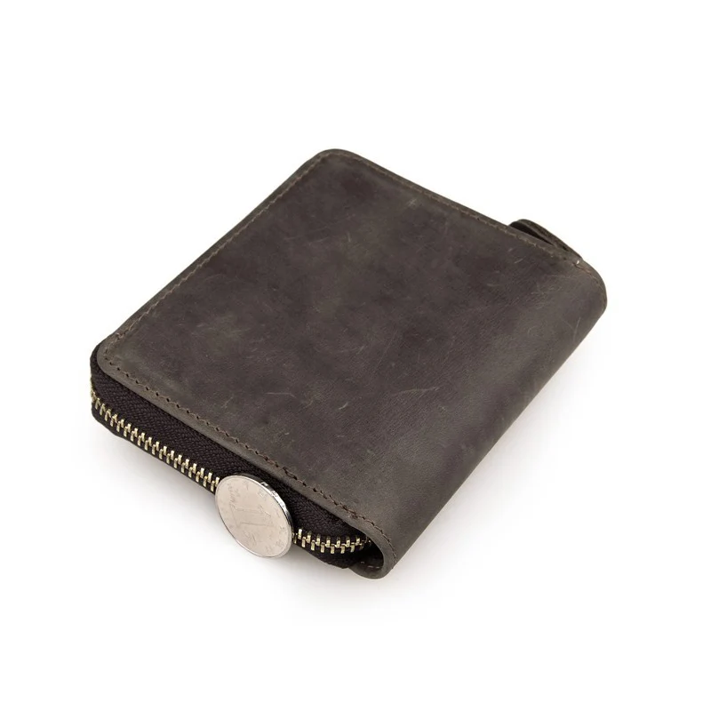 

crazy horse short men deep color wallet genuine leather solid purse