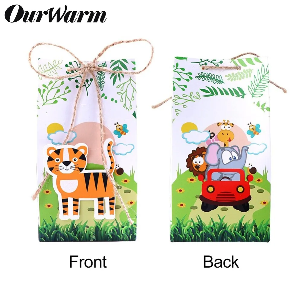 

OurWarm 6pcs Safari Animals Favor Boxes Jungle Party DIY Decoration Junble Themed 1st Birthday Supplies Woodland Baby Shower