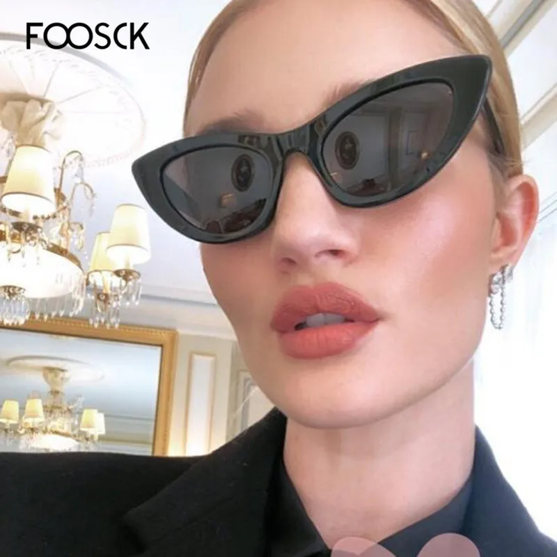 FOOSCK брендовые дизайнерские солнцезащитные очки кошачий глаз, женские винтажные металлические очки для леди, зеркальные ретро очки для вождения