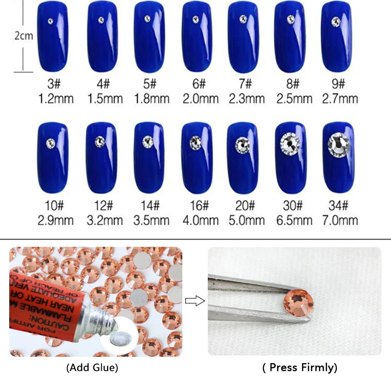 SS3-SS8 1440 шт Супер Блестящий Flatback многоцветный не горячей фиксации стразы для дизайна ногтей украшения обуви и украшение в виде танцующих фигурок