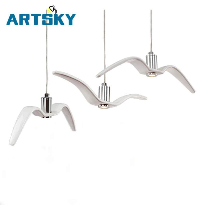 

Resin Suspension Seagull led Pendant Lights Black&White Personality Shape Barroom Pendant Lamp for Loft/Bar/Dining Room