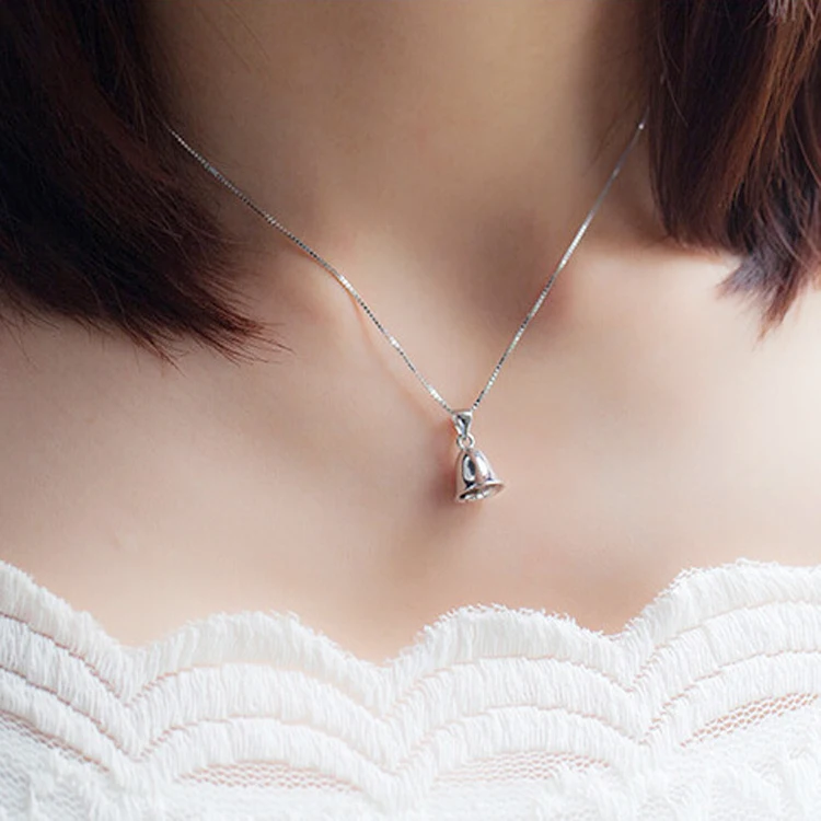 

DreamySky Bohemia Bell 925 Sterling Silver Necklaces Pendants For Women Ladies Long Chain Statement Necklaces Wedding Jewelry