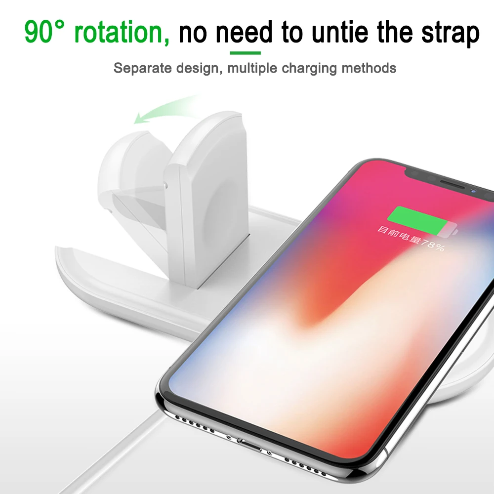 

2 in 1 Qi For Apple Watch 1 2 3 4 For iPhone XS Max XR X 8 Plus For Samsung S9 S8 note 9 Wireless Fast Charger Charging station
