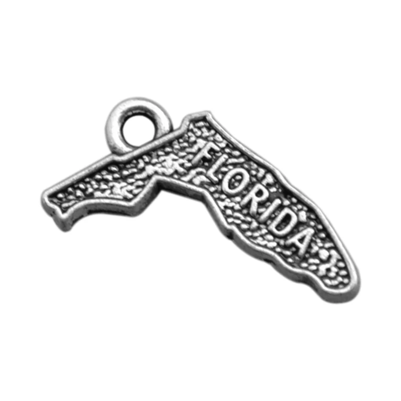 

3 Style Double side Silver Florida State Map Dangle Charms DIY for Bracelet&Necklace Jewelry 50Pcs /Lots