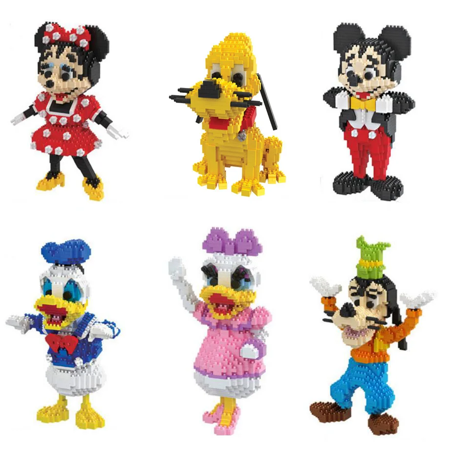 

Funny Amusement Park nanoblock cartoon Mouse duck dog micro diamond building block Mickey Minnie Donald Goofy Daisy brick toys