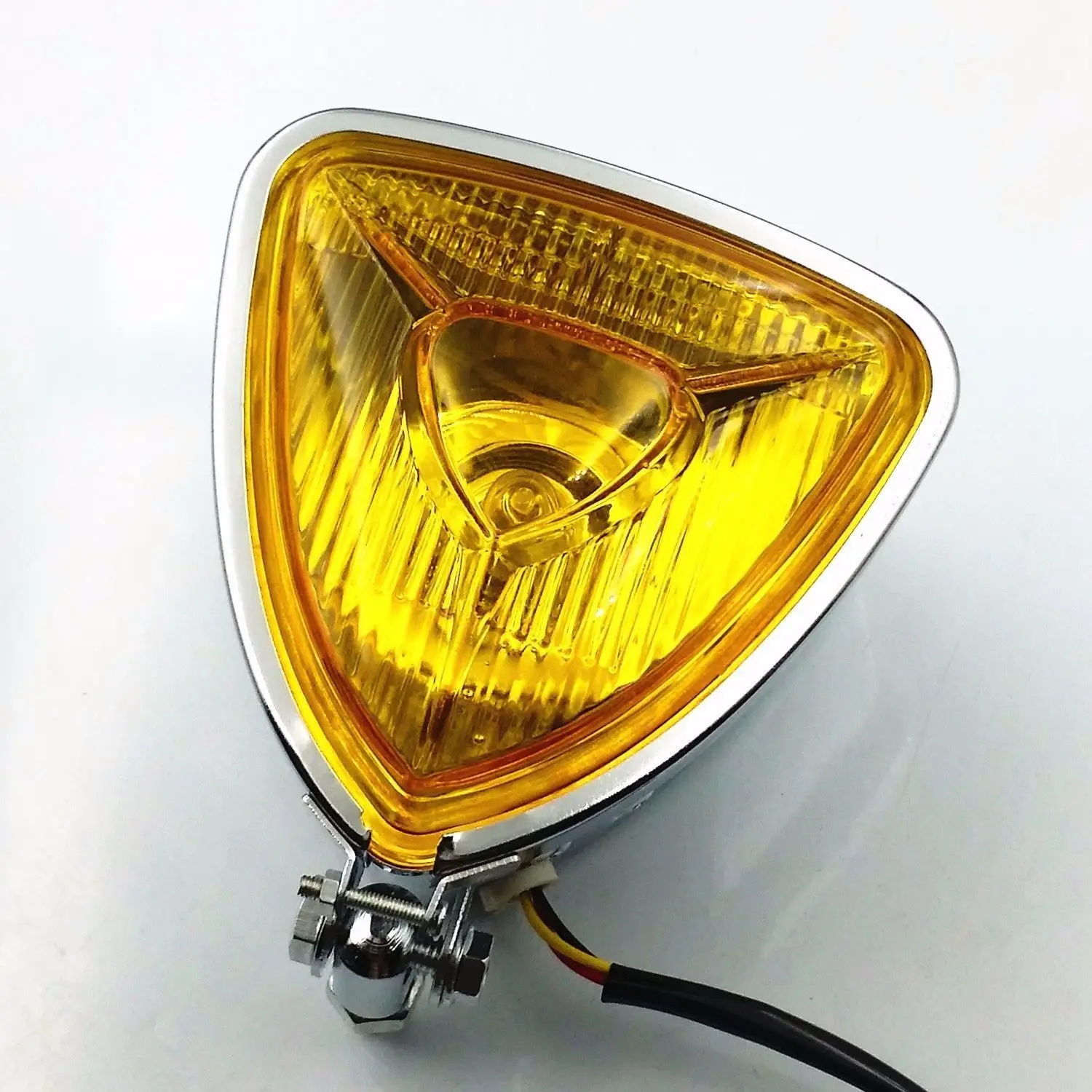 Amber Triangle Motorcycle Headlight For Harley Honda Kawasaki Suzuki