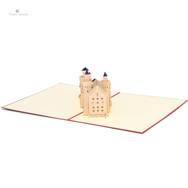 Бумажная 3d открытка SPIRITZ laser Neuschwanstein с замком конвертом пустые приглашения