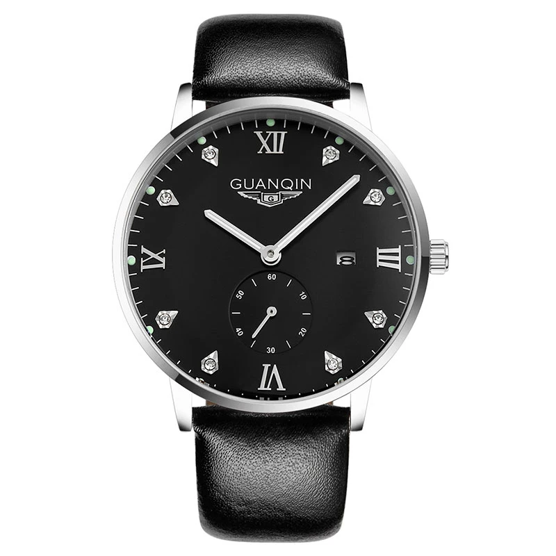 

GUANQIN GQ13001 Bauhaus Fashion Men Watch Top Brand Luxury Waterproof Leather Men Wristwatches Quartz Watch reloj hombre