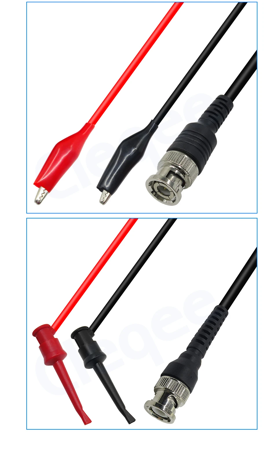 Cleqee BNC M//M Alligator Clips Grabber Oscilloscope Test Lead Probe Coaxial
