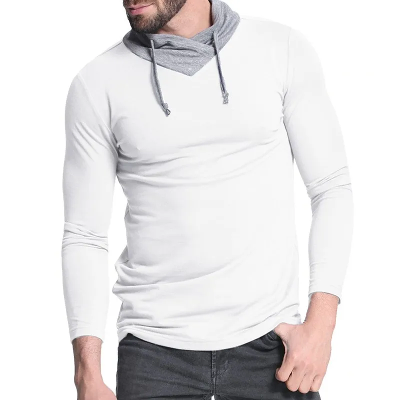 2018 New Fashion Mens Hoodie T shirt Long Sleeve Turtle Neck Solid Tee ...