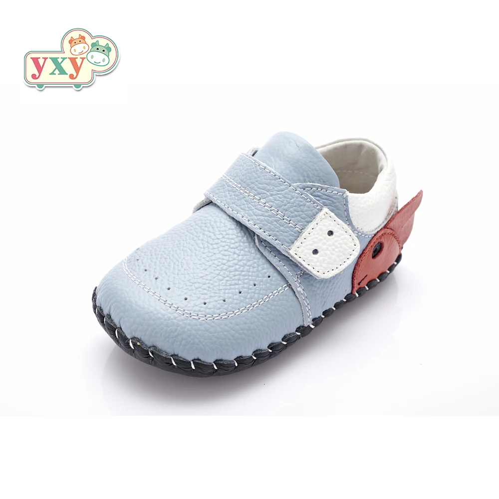 

YXY soft anti-slip 2019 Spirng Autumn genuine leather baby first walkers girls boys toddler hand-made Newborn shoes black withe