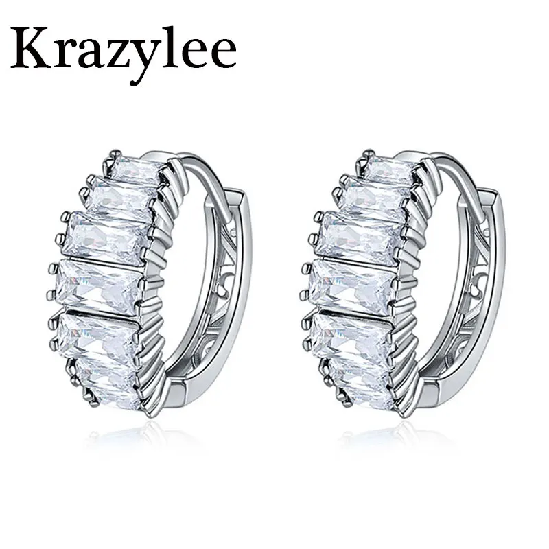 

Krazylee Silver Circle Round Zircon Stud Earrings for Woman high quality simple cute summer beach style Earring Good Gift E798