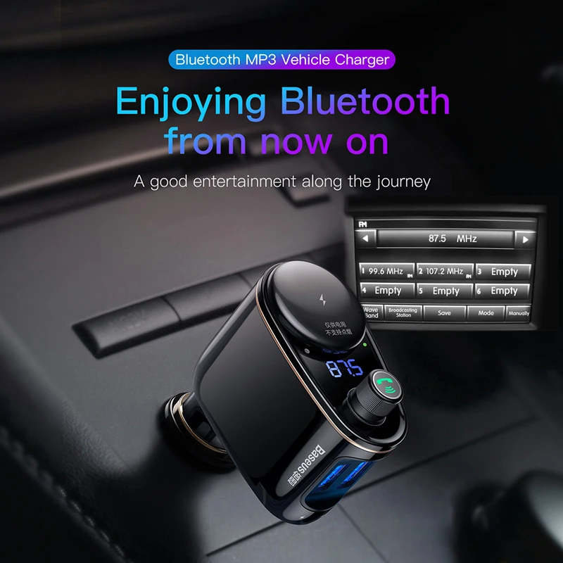Baseus V4.2 fm مرسل بلوتوث سيارة كيت مشغل mp3 السمعية دعم يدوي دعوة المغير 5v3. 4a المزدوجة usb سيارة شاحن