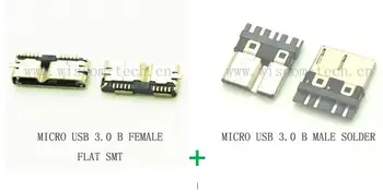 

10PCS Micro USB 3.0 Female & Male 10Pin Connector Socket PCB Soldering USB 3.0 Jack High Speed SMT FLAT MOUTH