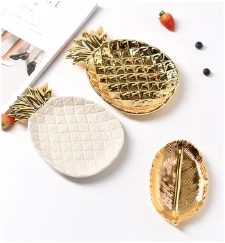 

Pineapple Shaped Ceramic Decorative Plates Serving Plate Jewelry Display Tray Fruit Food Saucer Storage Dish Salad Snack Dessert