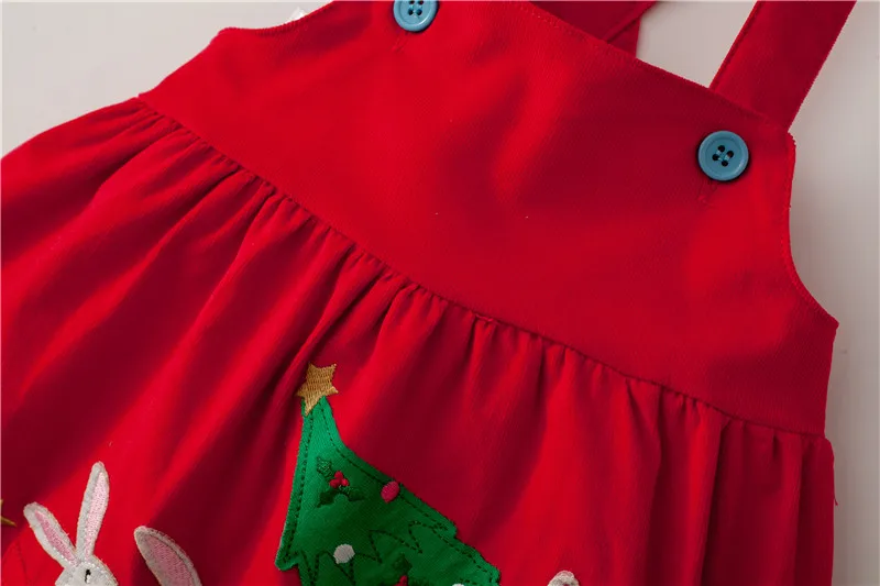 Little maven/детский бренд года; рождественское вельветовое платье с кроликом и пингвином для маленьких девочек; новогодние вечерние платья красного цвета без рукавов для девочек