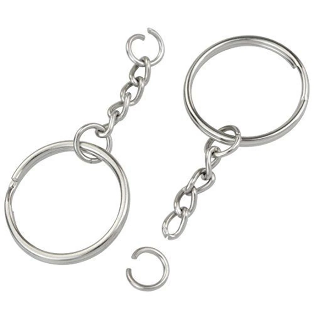 50 шт. кольцо для ключей наружный диаметр 1,5*25 мм+ 4 секции цепи+ 1 открытый Круг DIY ремесло принадлежности искусство, ремесла и шитье