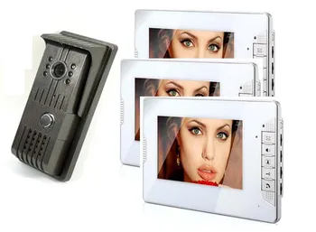 

New Arrival 7"TFT LCD video door phone / intercom system Security doorbell, IR Camera 1 camera+3 monitors