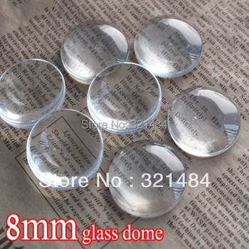 

bulk 500piece/lot 8mm flatback round clear glass cabochon tray pendant cover glass dome tile seals