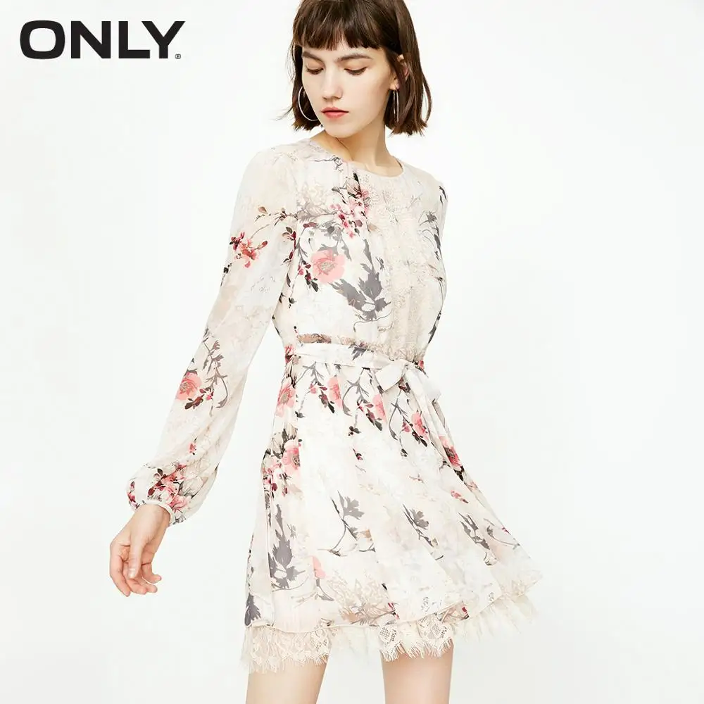 

ONLY Long-sleeved Floral Chiffon Dress |118207651