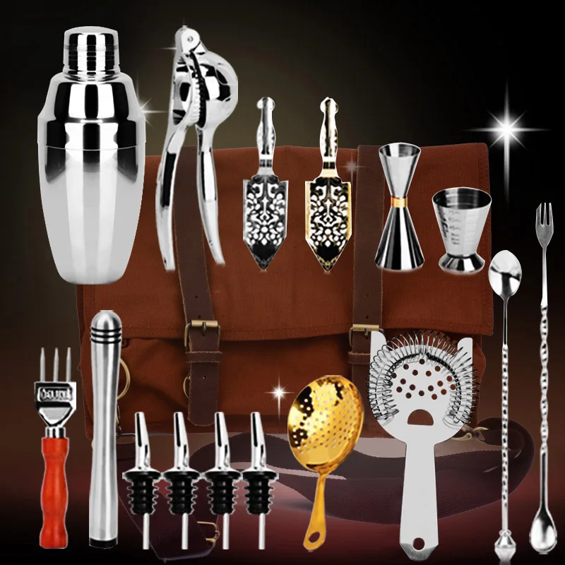 

Stainless Steel Cocktail Shaker Set Portable Wine Mixer Bar Set Bartender Kit Party Bar Tool