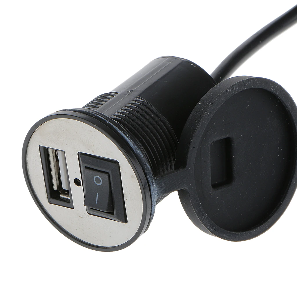 Black USB Charger Socket Motorcycle Usb Power Outlet Motorcycle Handle Bar Clamp Charger 