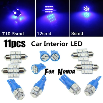 

11pcs canbus T10 w5w 194 c5w LED Interior Lights Geographic Dome Map for Honda Accord civic CR-V CITY 12v 6000K White blue