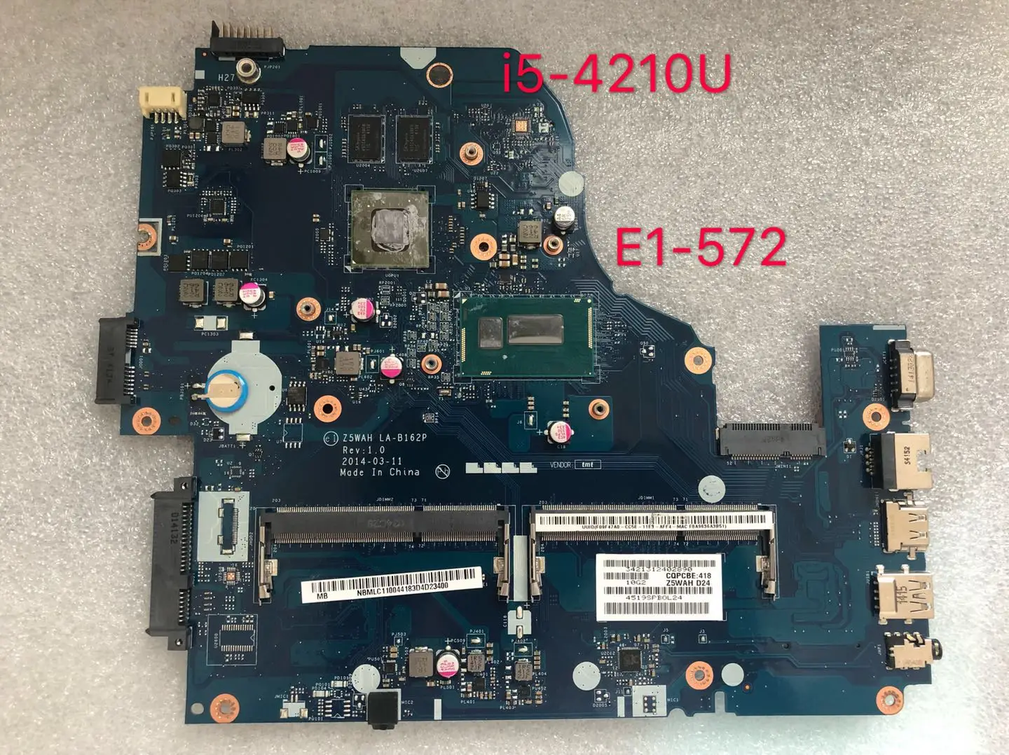 Z5WAH LA-B162P NBMLC11004 NB. i5-4210U E1-572 MLC11.004 основная плата для acer aspire материнская плата для ноутбука NVIDIA 840