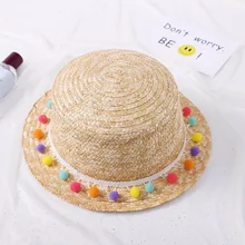 Детская Солнцезащитная Панама s, летняя цветная детская Солнцезащитная Панама с бантом для девочек, гибкие широкие поля, пляжная кепка, соломенные шляпы с цветами