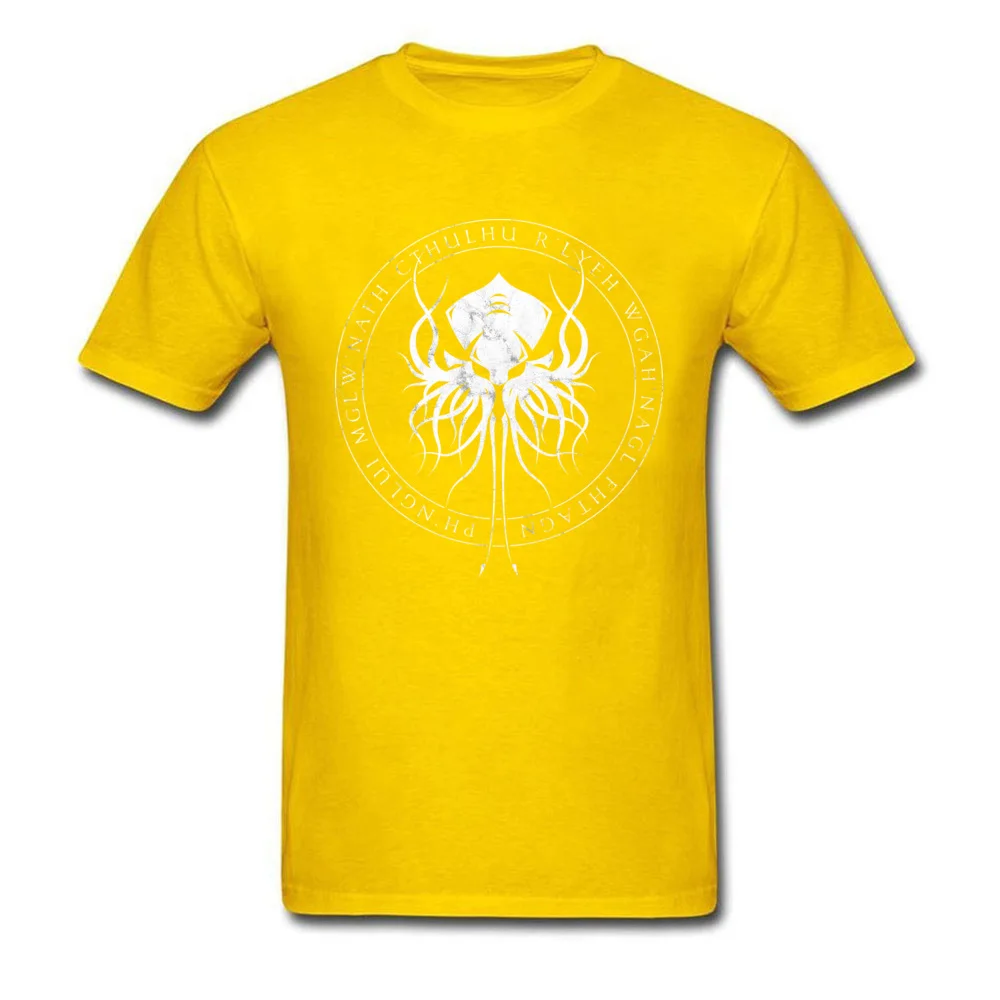 Short Sleeve Tops & Tees Round Neck Pure Cotton Man Top T-shirts Cthulhu Sigil 3D Printed T-Shirt Fitted Top Quality Cthulhu Sigil yellow