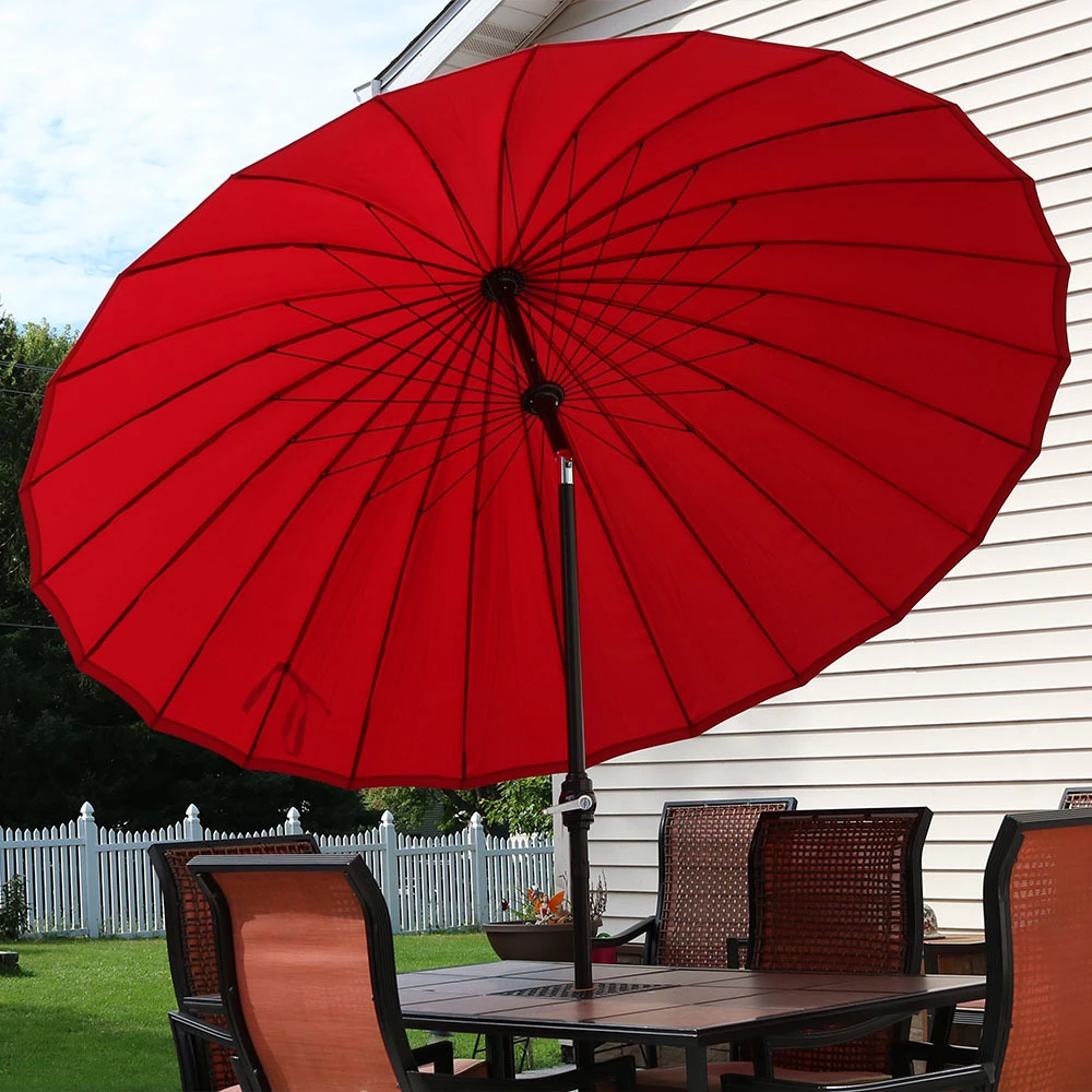 Sunnydaze Shanghai Aluminum 8 Foot Patio Umbrella with Tilt & Crank (2)