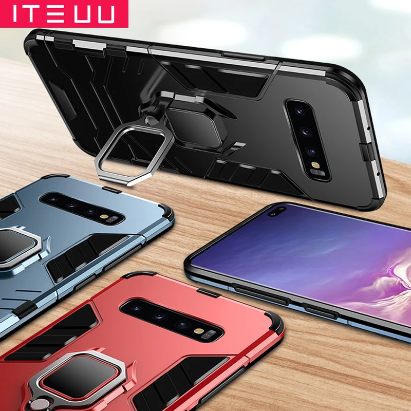 ITEUU Антидетонационная подставка держатель Броня чехол для samsung S10 Plus S10E Чехлы