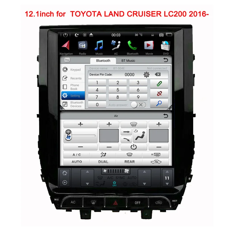Автомобильный мультимедийный dvd плеер tesla 12 1 дюйма один din android 9 0 для LAND CRUISER LC200 2016