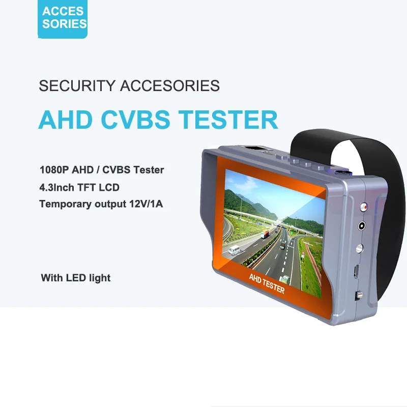 

4.3 inch TFT LCD Monitor 1080P AHD Security CCTV Camera & CVBS Security Tester 2 in 1 Analog Video With Network Cable Tester