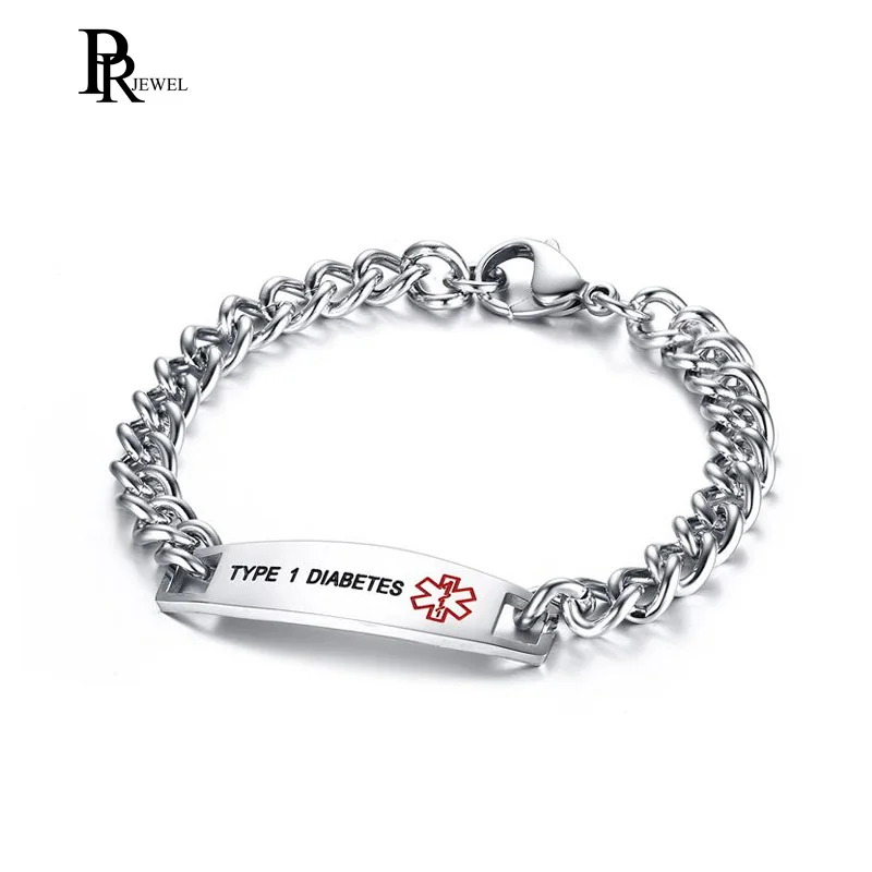 12mm Uni Stainless Steel Medical Alert Id Bracelet Curb Link Medical Alert Id Bracelet Curb Link