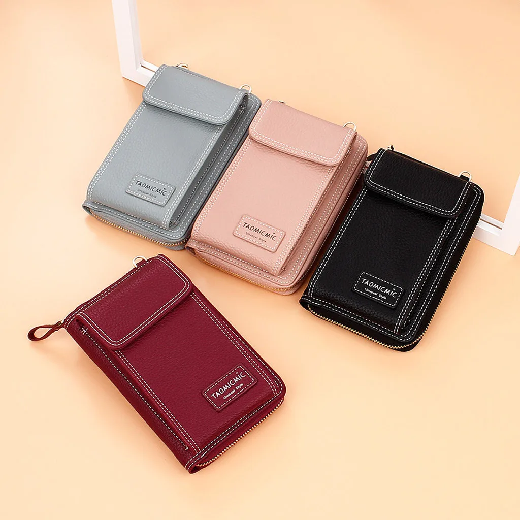 Crossbody Cell Phone Shoulder Bag Women Mini Messenger Bags Multifunctional Female Wristband Wallet Clutch Lady Leather Purse