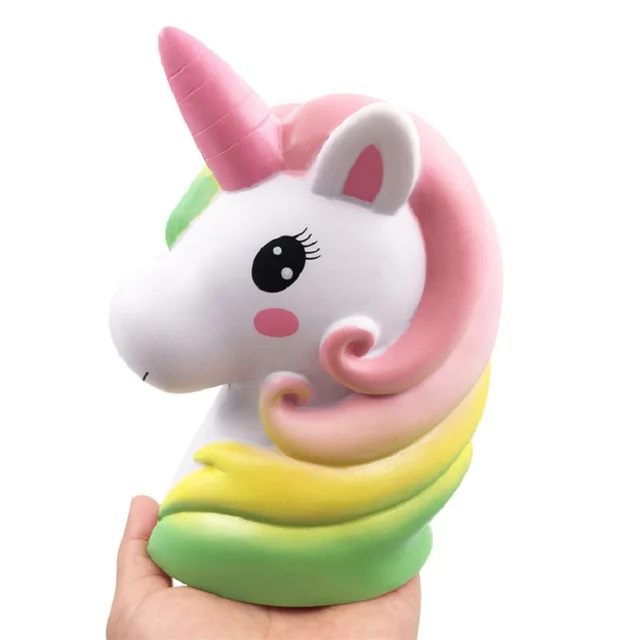 Jumbo Colorful Unicorn Head Squishy Soft Slow Rising Scented Squishy Kids Grownups Stress Relief Squeeze Toys Toy 13*11*7.5 CM 4