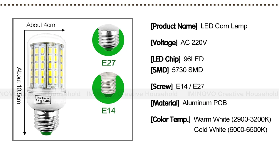 E27 светодиодный светильник E14 лампа лампада SMD5730 220V кукурузы лампа Bombillas 24 36 48 56 69 72 светодиодный s люстры лампы в форме свечи светильник для украшения дома
