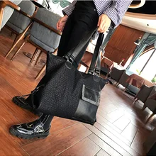 Черная модная женская сумка большого размера 40 см из овчины, натуральная кожа, женская сумка, сумка для путешествий, сумка через плечо, высокое качество, ручная сумка