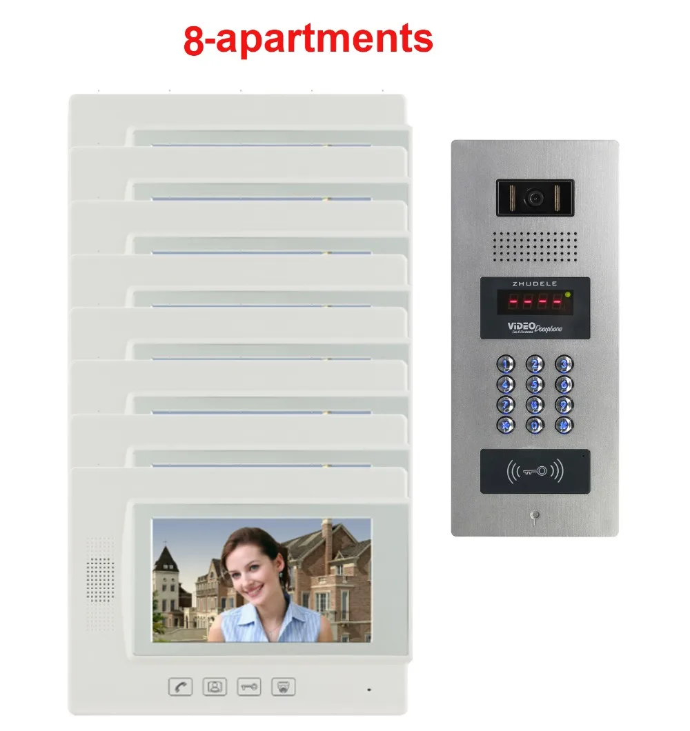 Zhudele Top Quality Building Multi Apartment 7 Tft Monitor Video