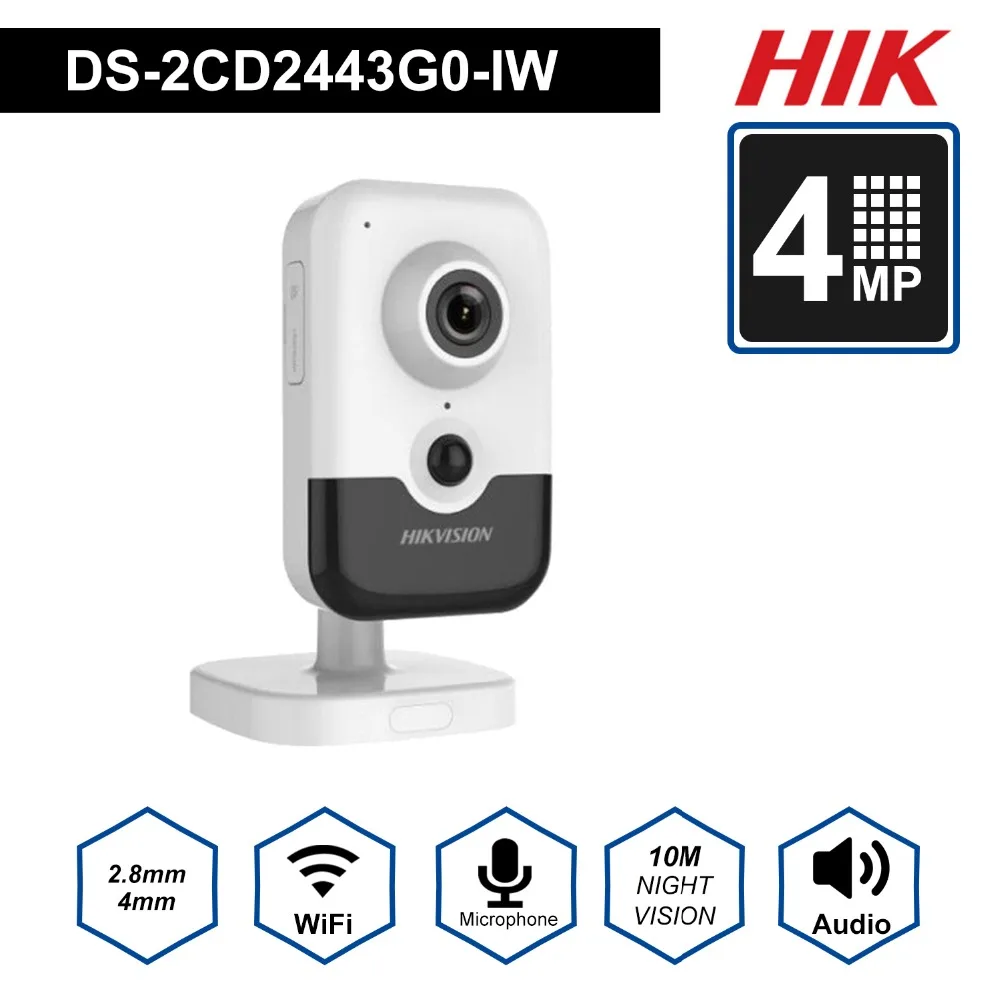 HIK New Video Surveillance Wi Fi Camera PoE DS 2CD2443G0 IW 4MP IR Fixed Cube Wireless