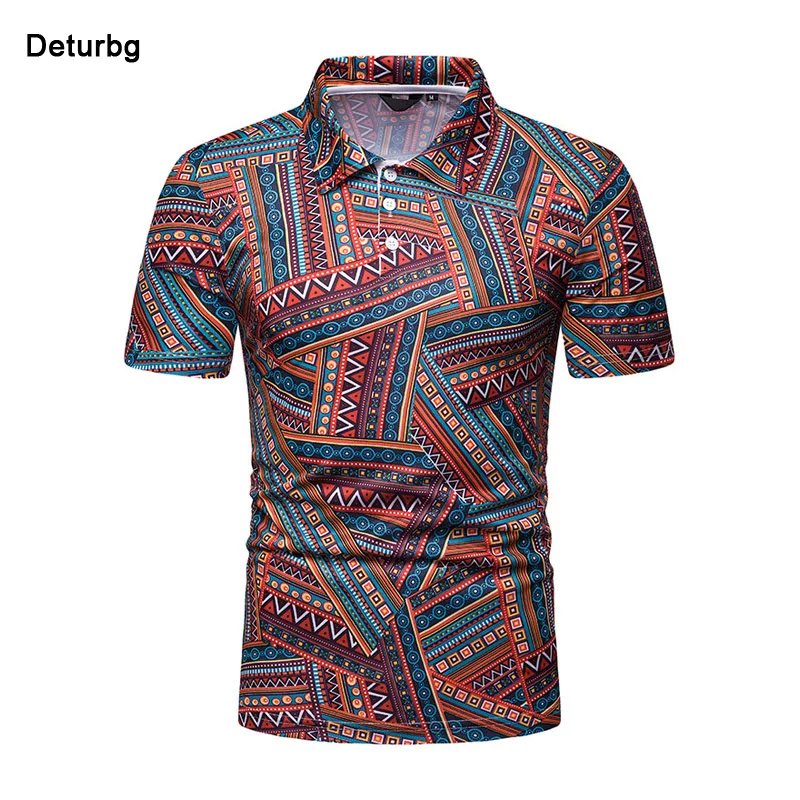 

Mens Vintage Polo Shirt Brands Male Short Sleeve Casual Slim Geometrical Print Cotton Blends Polo Shirts for Men 2019 Summer P6